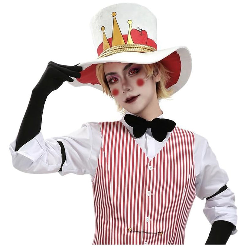 Lucifer Morningstar Cosplay Hat White Red Cap Costume Accessory For Halloween Party