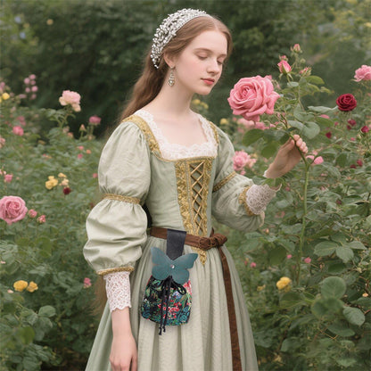 Medeival Renaissance Belt Pouch Butterfly Drawstring Waist Bag Coin Purse Dice Bag LARP Ren Faire Costume Accessories