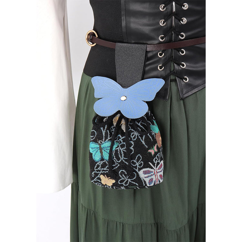 Medeival Renaissance Belt Pouch Butterfly Drawstring Waist Bag Coin Purse Dice Bag LARP Ren Faire Costume Accessories
