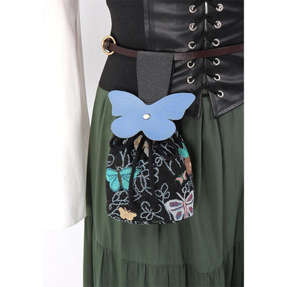 Medeival Renaissance Belt Pouch Butterfly Drawstring Waist Bag Coin Purse Dice Bag LARP Ren Faire Costume Accessories