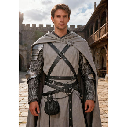 Medieval Belt Pouch Chain Faux Leather Metal Chain Belts Renaissance Pouch Skirt Hikes Dresses Hikes