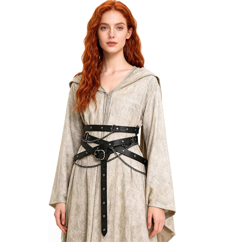 Medieval Belt Pouch Chain Faux Leather Metal Chain Belts Renaissance Pouch Skirt Hikes Dresses Hikes