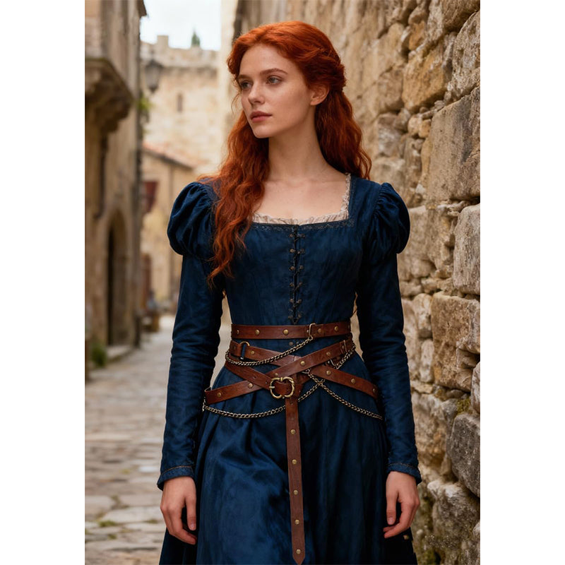 Medieval Belt Pouch Chain Faux Leather Metal Chain Belts Renaissance Pouch Skirt Hikes Dresses Hikes