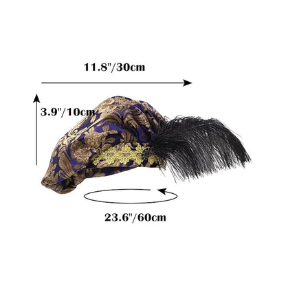 Medieval Beret Tudor Cap With Feather Renaissance Hat Muffin Bard Cap Hat Cosplay Costume Accessories