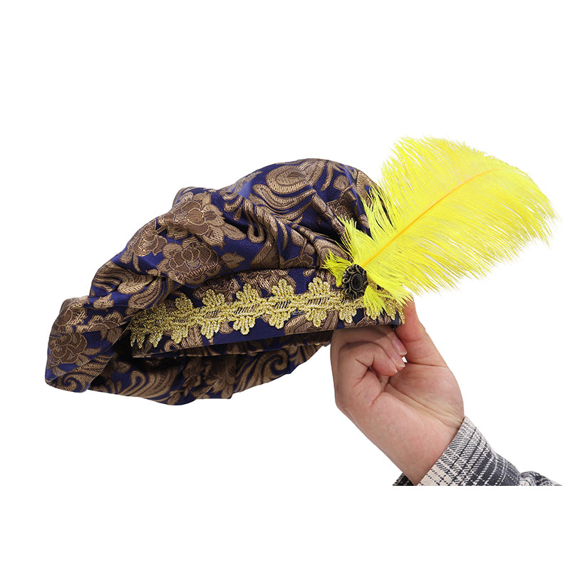 Medieval Beret Tudor Cap With Feather Renaissance Hat Muffin Bard Cap Hat Cosplay Costume Accessories