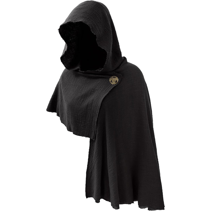 Medieval Hooded Shawl Scarf Renaissance Post Apocalyptic Cowl Hood Cloak With Face Cover Brooch Costume Accessories