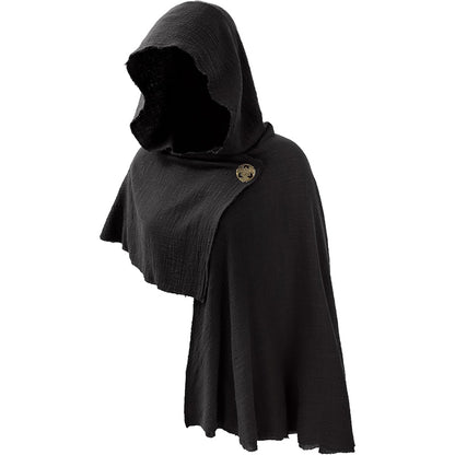 Medieval Hooded Shawl Scarf Renaissance Post Apocalyptic Cowl Hood Cloak With Face Cover Brooch Costume Accessories