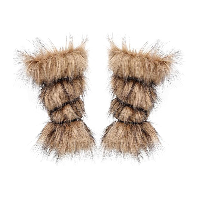 Medieval Bracers Faux Fur Renaissance Arm Wrap Hand Warmer Cosplay Costume Accessories