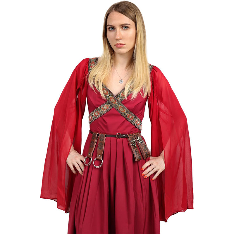Medieval Skirt Hike Renaissance Waistband 2 PCS PU Leather Dress Clips Pirate Belt Waistband Cosplay Costume Accessories