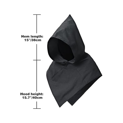 Medieval Cowl Hat Linen Pointed Hem Hooded Cloak Cape Ren Faire Hat Short Cape Cosplay Costume Accessories