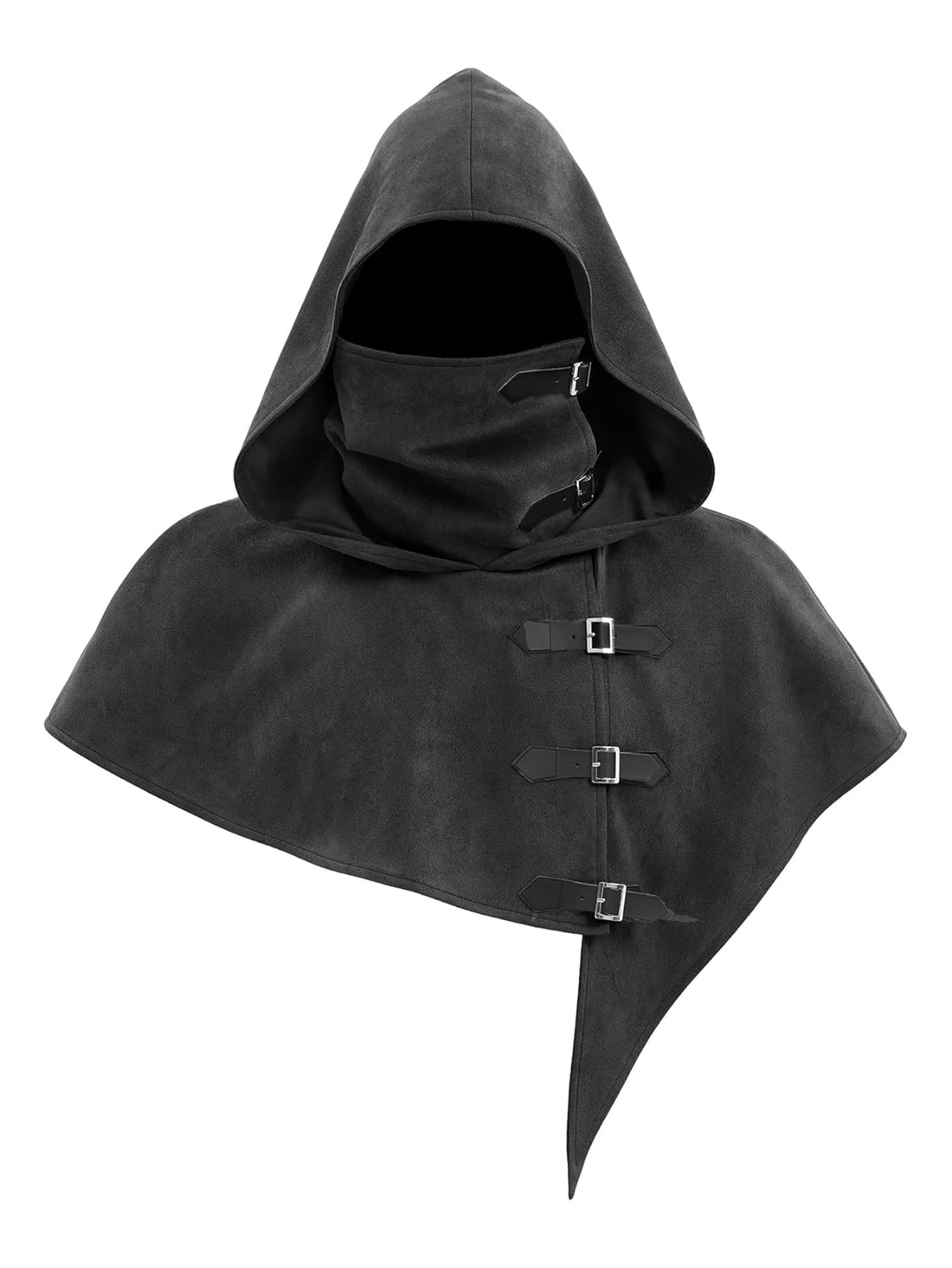 Medieval Cowl Hood With Buckles Renaissance Hooded Cape Hat Costume Accessories For Halloween Party