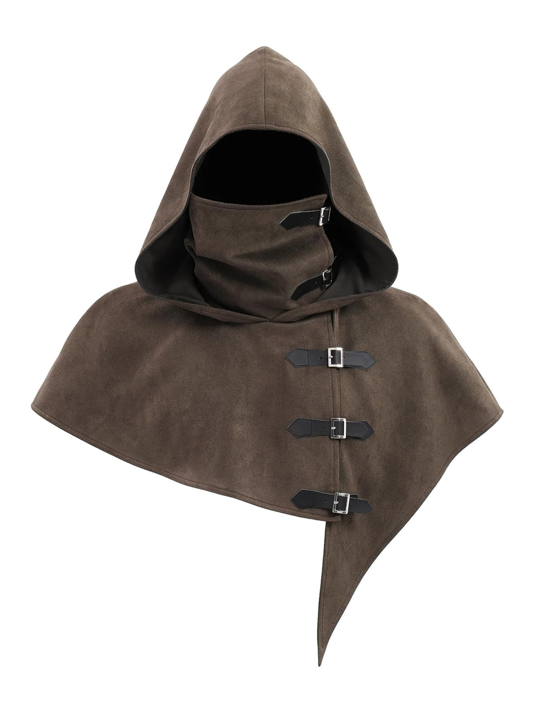 Medieval Cowl Hood With Buckles Renaissance Hooded Cape Hat Costume Accessories For Halloween Party
