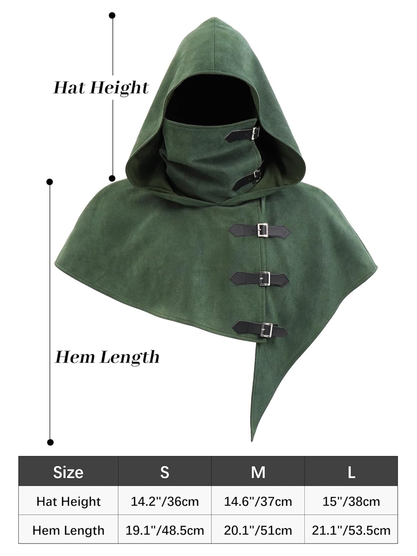 Medieval Cowl Hood With Buckles Renaissance Hooded Cape Hat Costume Accessories For Halloween Party