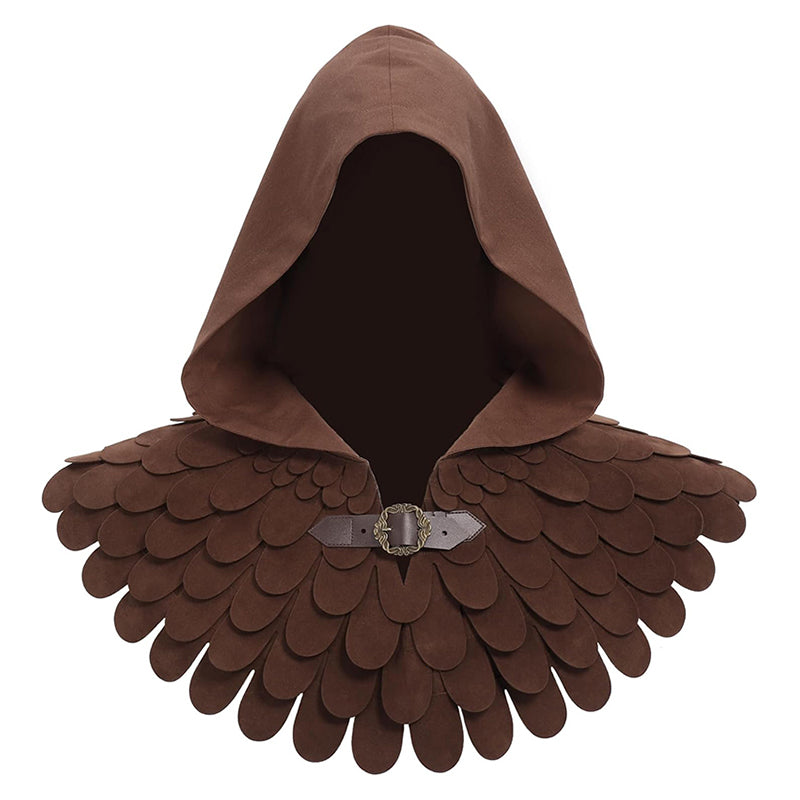 Medieval Cowl Scaly Hat Renaissance Cape Hooded Gothic Pagan Scale Neck Armor Costume Accessories