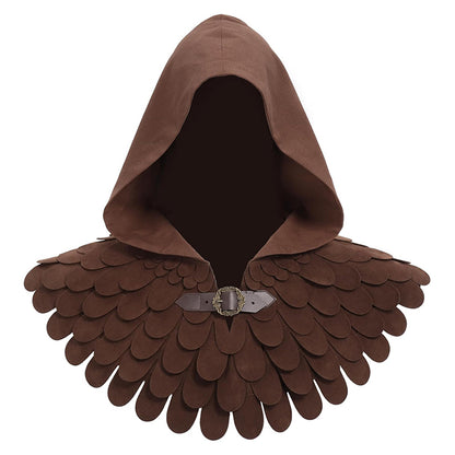 Medieval Cowl Scaly Hat Renaissance Cape Hooded Gothic Pagan Scale Neck Armor Costume Accessories