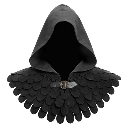 Medieval Cowl Scaly Hat Renaissance Cape Hooded Gothic Pagan Scale Neck Armor Costume Accessories