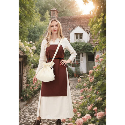 Medieval Drawstring Bag Canvas Shoulder Bag With Side Pockets Renaissance Ren Faire LARP Shoulder Bag Cosplay Costume Accessories