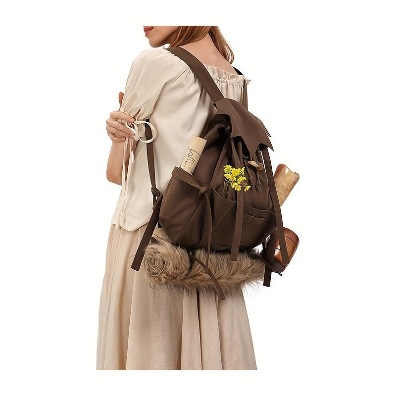 Medieval Drawstring Backpack Vintage LARP Renaissance Bag Ren Fair Fantasy Costume Accessories