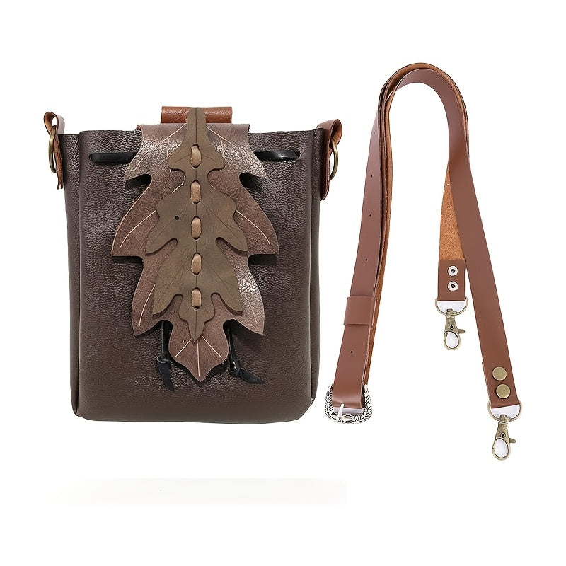 Medieval Drawstring Faux Leather Shoulder Bag Belt Pouch Renaissance Vintage Waist Pack Bag Cosplay Costume Accessories