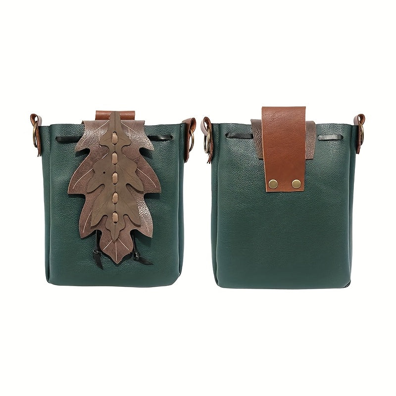 Medieval Drawstring Faux Leather Shoulder Bag Belt Pouch Renaissance Vintage Waist Pack Bag Cosplay Costume Accessories
