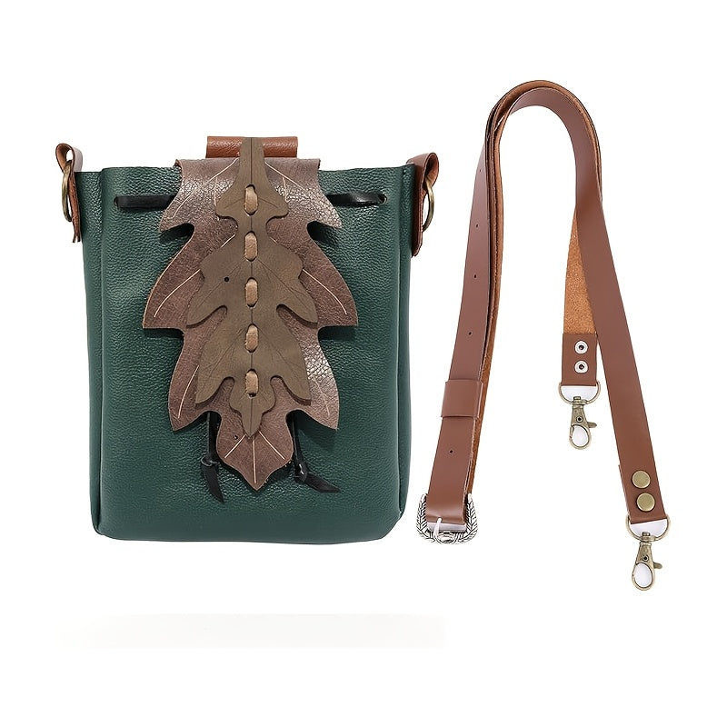 Medieval Drawstring Faux Leather Shoulder Bag Belt Pouch Renaissance Vintage Waist Pack Bag Cosplay Costume Accessories