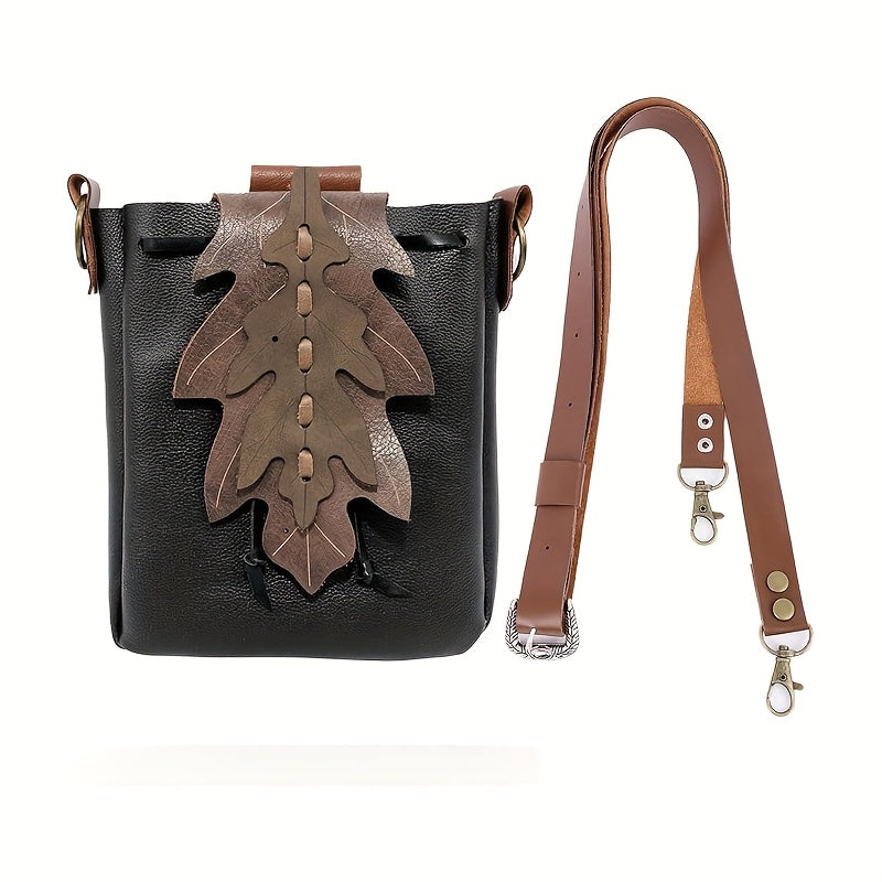 Medieval Drawstring Faux Leather Shoulder Bag Belt Pouch Renaissance Vintage Waist Pack Bag Cosplay Costume Accessories