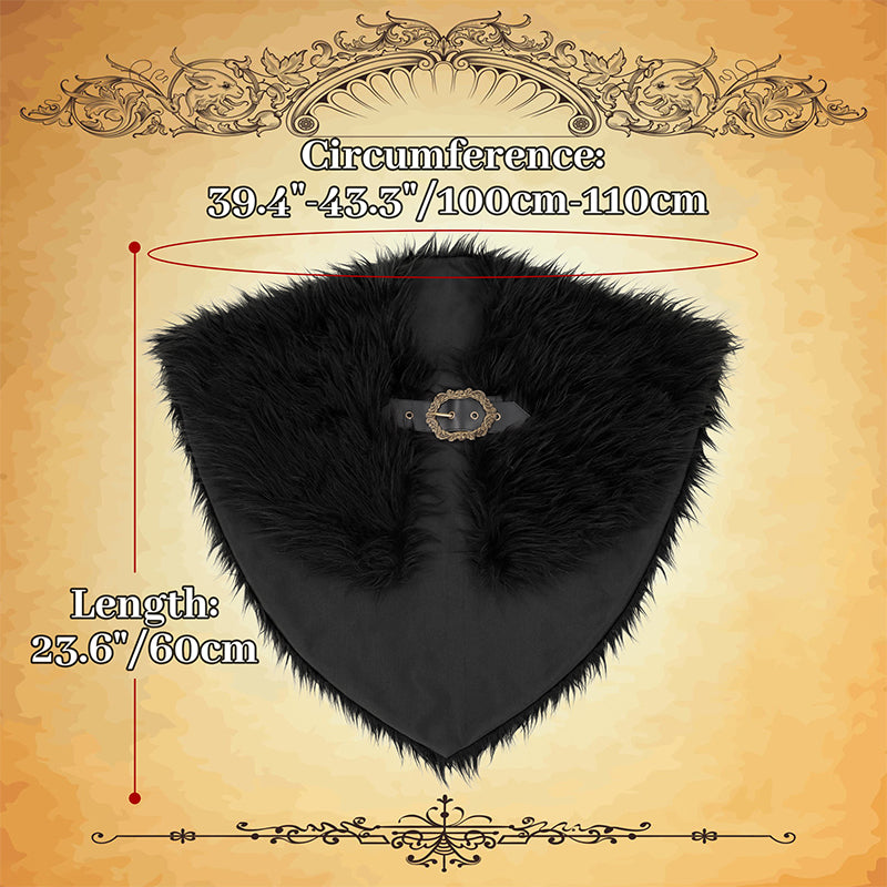 Medieval Faux Fur Collar Shawl Victorian Shoulder Wrap Collar Adjustable Cape Renaissance LARP Cape Costume Accessories