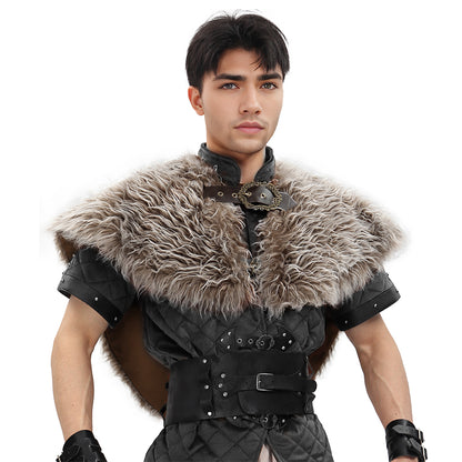 Medieval Faux Fur Collar Shawl Victorian Shoulder Wrap Collar Adjustable Cape Renaissance LARP Cape Costume Accessories