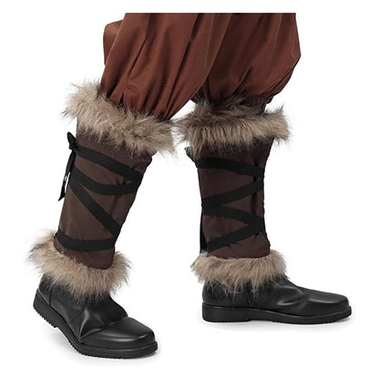 Medieval Faux Fur Leg Wraps Eskimo Cosplay Boots Covers LARP Renaissance Leg Covers Costume Accessories