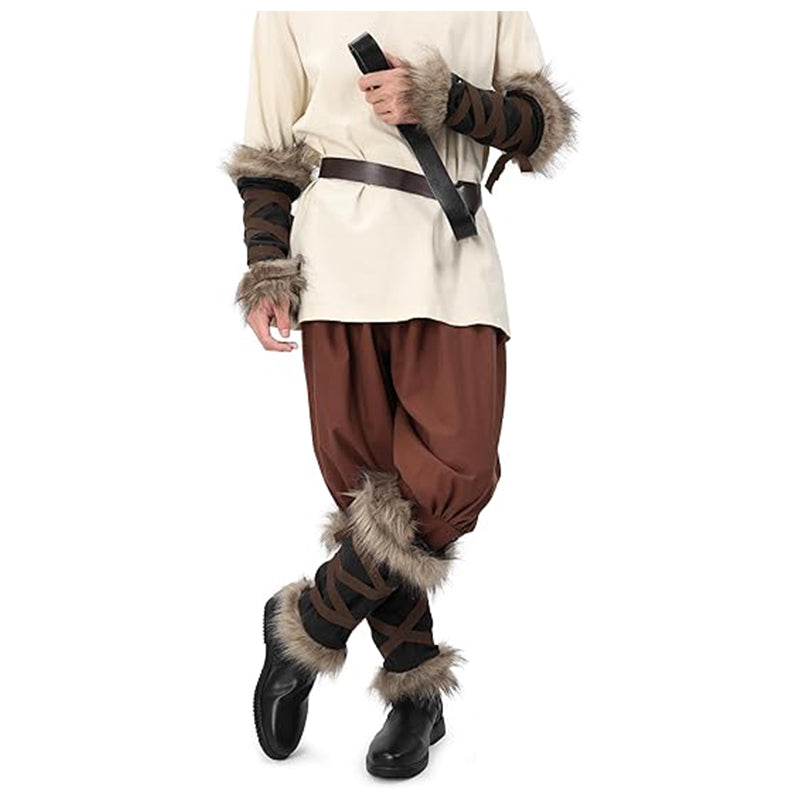 Medieval Faux Fur Leg Wraps Eskimo Cosplay Boots Covers LARP Renaissance Leg Covers Costume Accessories