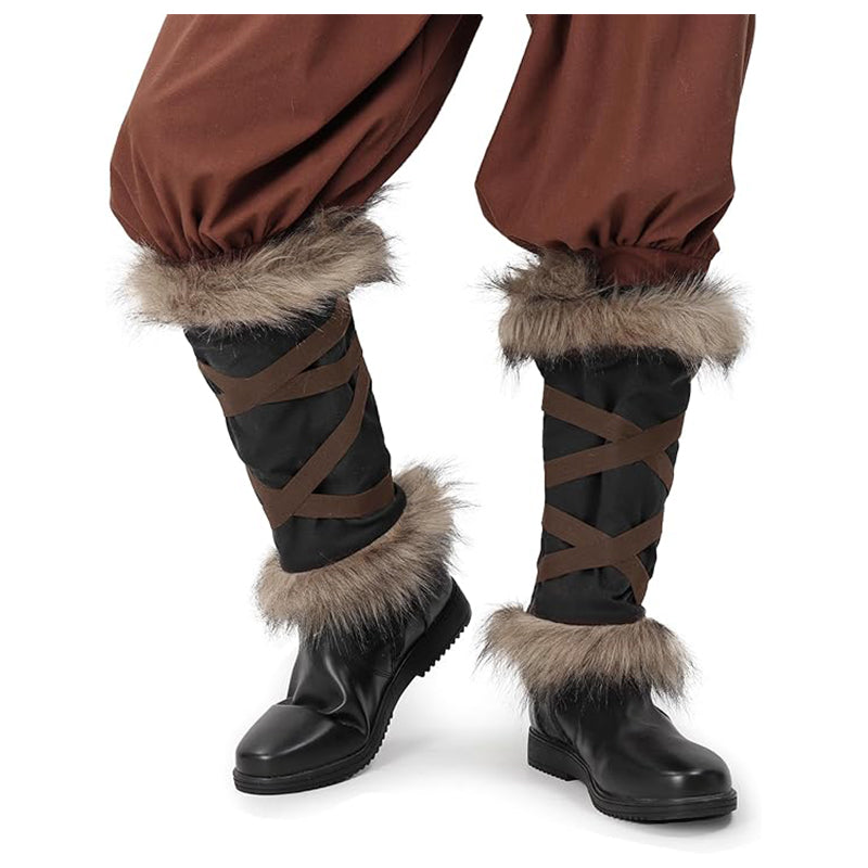 Medieval Faux Fur Leg Wraps Eskimo Cosplay Boots Covers LARP Renaissance Leg Covers Costume Accessories