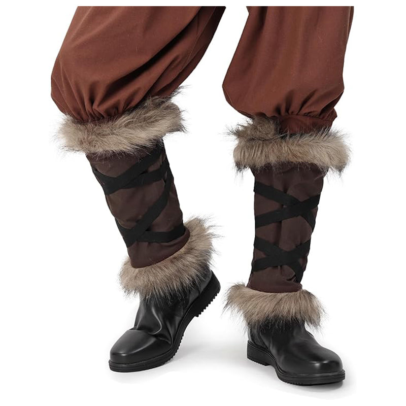 Medieval Faux Fur Leg Wraps Eskimo Cosplay Boots Covers LARP Renaissance Leg Covers Costume Accessories