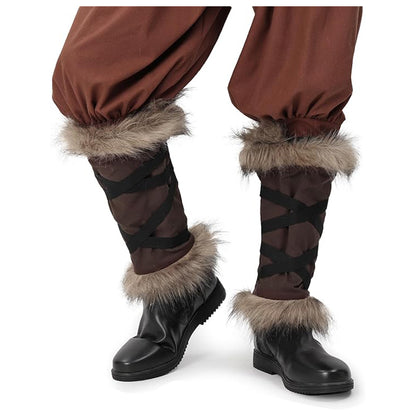Medieval Faux Fur Leg Wraps Eskimo Cosplay Boots Covers LARP Renaissance Leg Covers Costume Accessories
