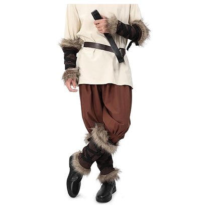 Medieval Faux Fur Leg Wraps Eskimo Cosplay Boots Covers LARP Renaissance Leg Covers Costume Accessories