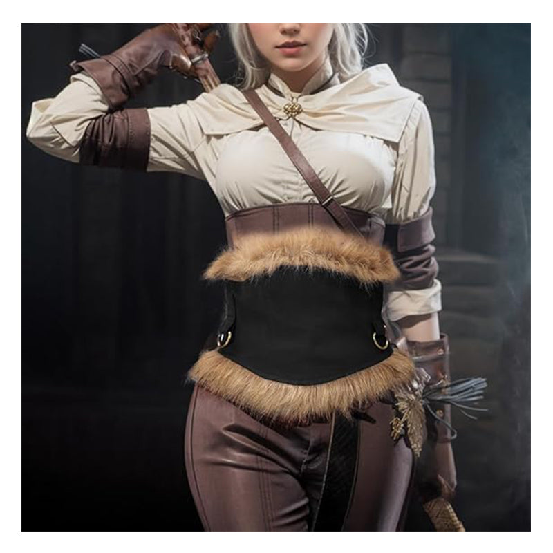 Medieval Faux Fur Wide Belt Vintage Nordic Warrior Corset Waistband Waist Armor Renaissance LARP Cosplay Costume Accessories