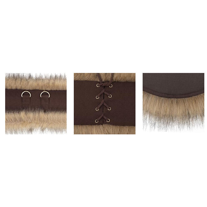 Medieval Faux Fur Wide Belt Vintage Nordic Warrior Corset Waistband Waist Armor Renaissance LARP Cosplay Costume Accessories