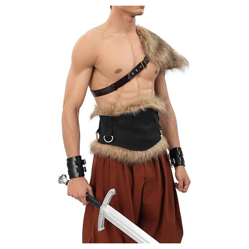Medieval Faux Fur Wide Belt Vintage Nordic Warrior Corset Waistband Waist Armor Renaissance LARP Cosplay Costume Accessories