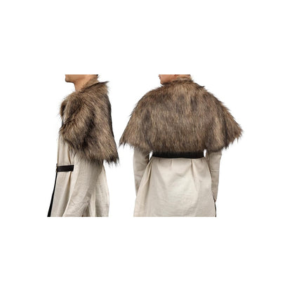 Medieval Faux Fur Wrap Collar Shawl Winter Shrug Cosplay Costume with Belt