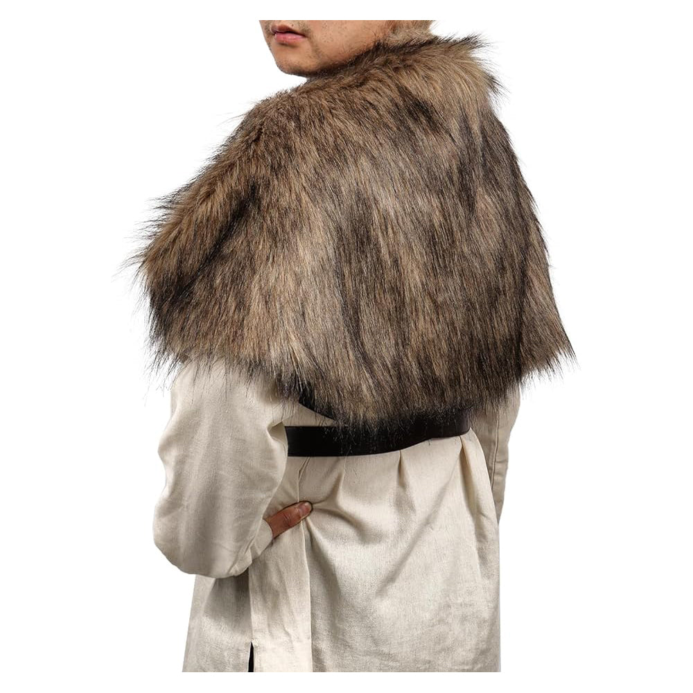 Medieval Faux Fur Wrap Collar Shawl Winter Shrug Cosplay Costume with Belt