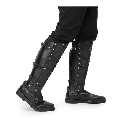 Medieval Faux Leather Leg Armor Boot Covers Vintage Renaissance Knight Gaiters Mercenary Leg Guards Cosplay Costume Accessories