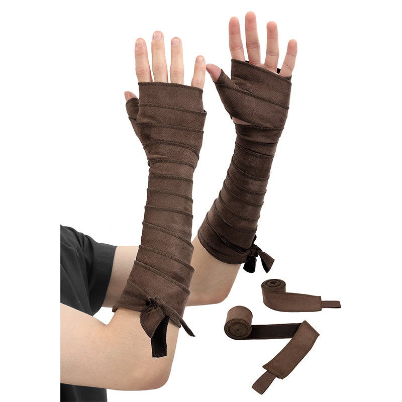 Medieval Hand Wraps Renaissance Faux Suede Bracers LARP Halloween Cosplay Costume Accessories