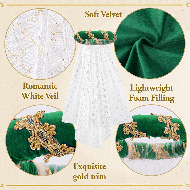 Medieval Headwear Headpiece Bourrelet With Gold Trim Renaissance Padded Roll Chaplets Coif Cap Velvet Costume Accessories