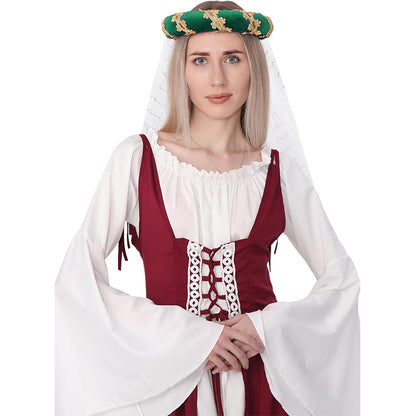 Medieval Headwear Headpiece Bourrelet With Gold Trim Renaissance Padded Roll Chaplets Coif Cap Velvet Costume Accessories
