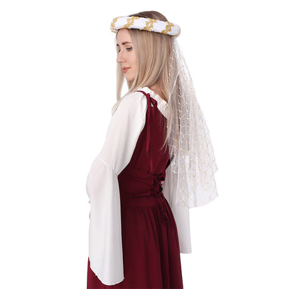 Medieval Headwear Headpiece Bourrelet With Gold Trim Renaissance Padded Roll Chaplets Coif Cap Velvet Costume Accessories