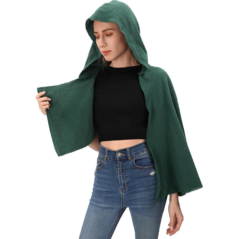 Medieval Hooded Shawl Scarf Renaissance Post Apocalyptic Cowl Hood Cloak With Face Cover Brooch Costume Accessories