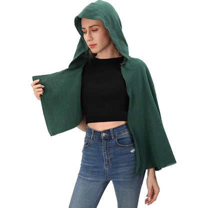 Medieval Hooded Shawl Scarf Renaissance Post Apocalyptic Cowl Hood Cloak With Face Cover Brooch Costume Accessories