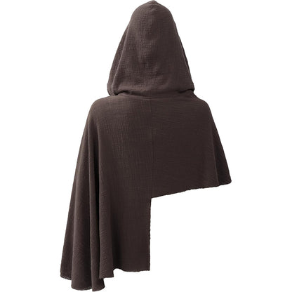 Medieval Hooded Shawl Scarf Renaissance Post Apocalyptic Cowl Hood Cloak With Face Cover Brooch Costume Accessories