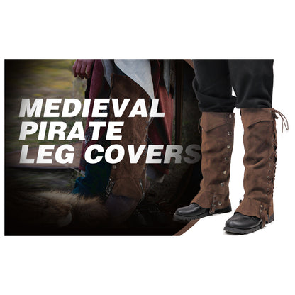 Medieval Leg Covers Pirate Renaissance Faux Leather Steampunk Costume for Boots