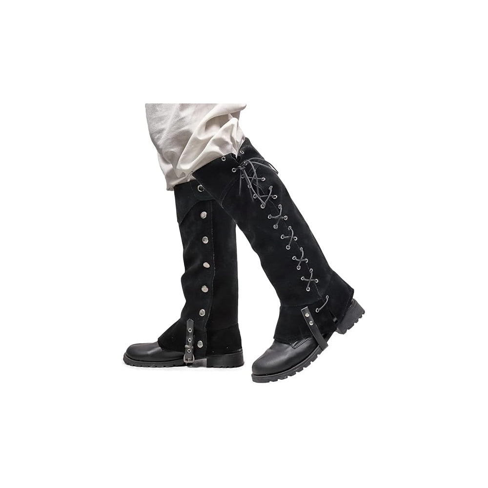 Medieval Leg Covers Pirate Renaissance Faux Leather Steampunk Costume for Boots