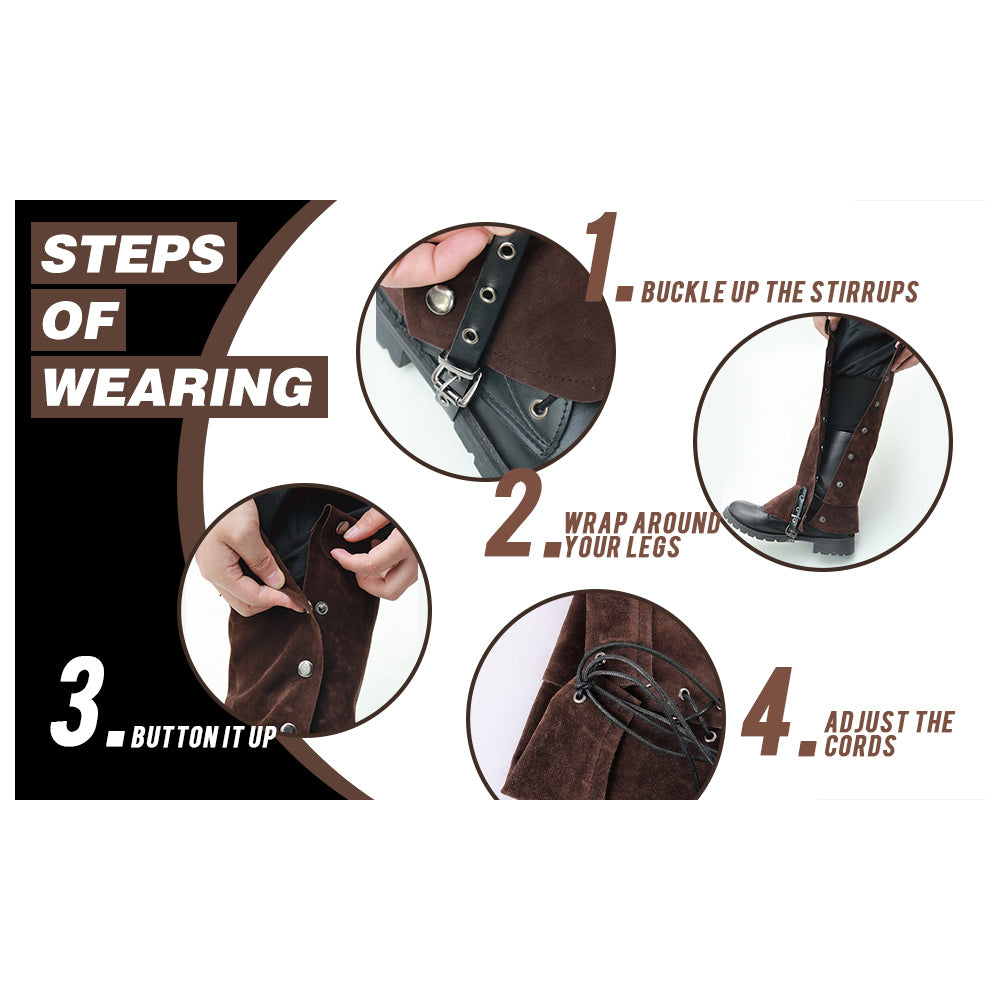 Medieval Leg Covers Pirate Renaissance Faux Leather Steampunk Costume for Boots